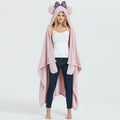 Y-Z Modern Quilted Spanish Home Soft Long Warm Cute Rabbit Cape Open Front Wearable Hooded Lazy Blanket Cloak