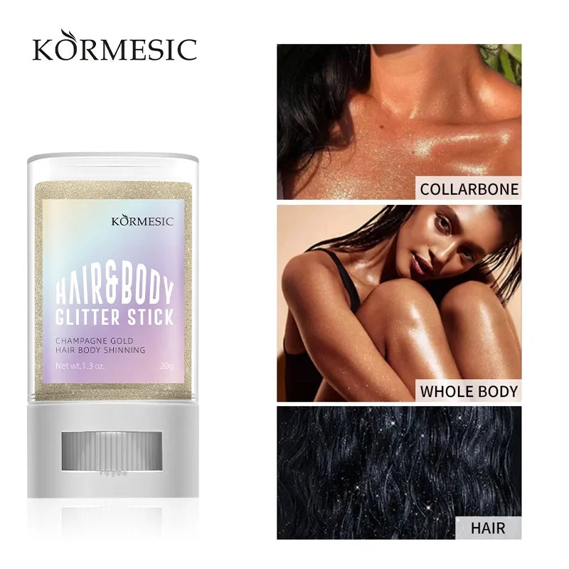 Private Label KORMESIC Hair&Body GLITTER STICK CHAMPAGNE GOLD HAIR BODY SHINNING