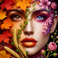 LS Season Girl 70x70cm 5D DIY Diamond Painting Pretty Autumn Spring Girl Full Drill Mosaic Embroidery on Canvas Painting