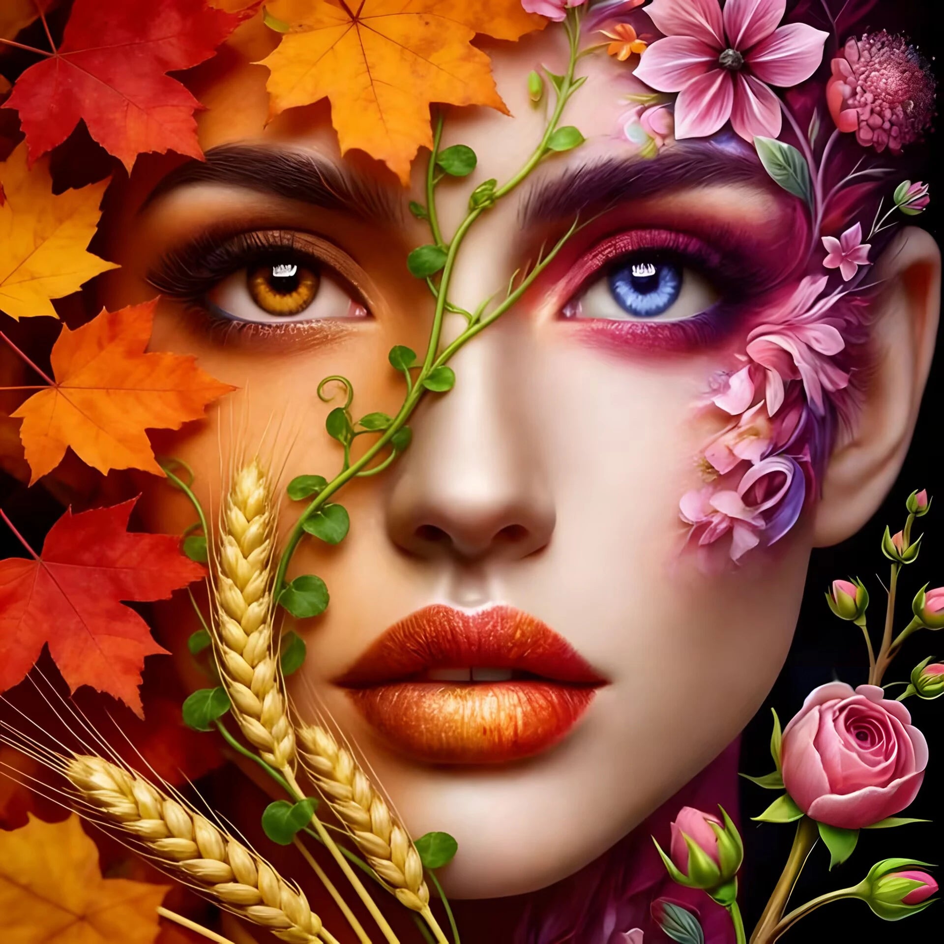 LS Season Girl 70x70cm 5D DIY Diamond Painting Pretty Autumn Spring Girl Full Drill Mosaic Embroidery on Canvas Painting