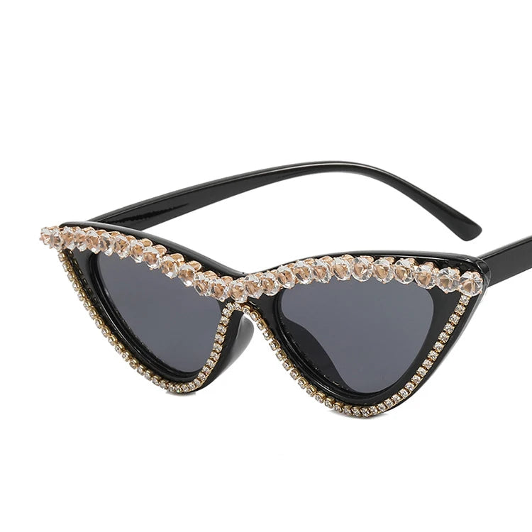 Cat Eye Sunglasses 2022 Luxury Designer Bling Shades Wholesale-Rhinestone-Sunglasses Rhinestone Trim Sunglasses Diamond