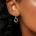 Ilona Wholesale18K Gold Plated Copper Two-Tone Huggie Hoop Earrings Irregular Silver Dangle Charm Drop Earring Jewelry for Women