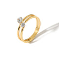 Dainty Customize Beautiful Stainless Steel 18K Gold Plated Double Layers Zircon Finger Rings Non Fading Jewelry