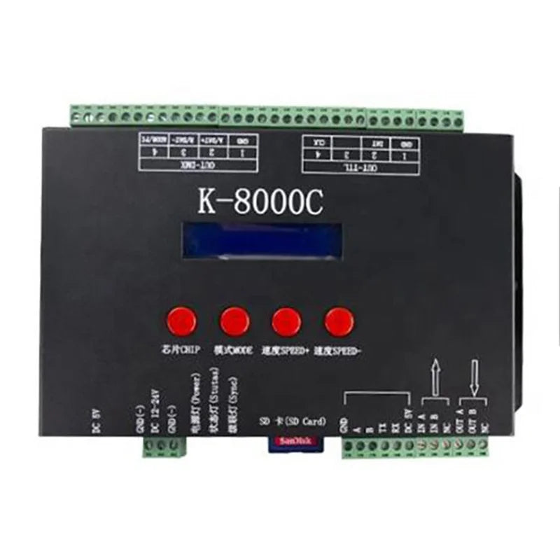 K-8000C K8000C 8 Ports Output Programmable RGB Pixel Strip LED Controller for SPI DMX LED Strip Light
