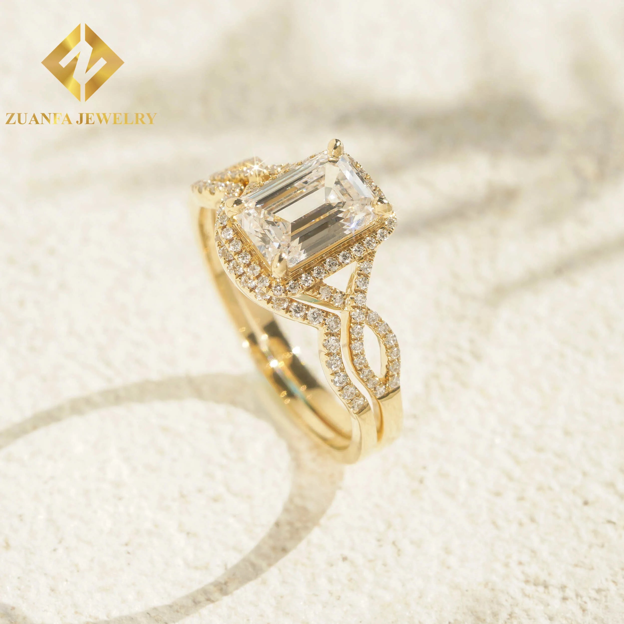 New Arrival Fashion Emerald Cut Lab Grown Diamonds Rings 14K Solid Gold Engagement Lab Diamonds Rings for Women Wedding Ring
