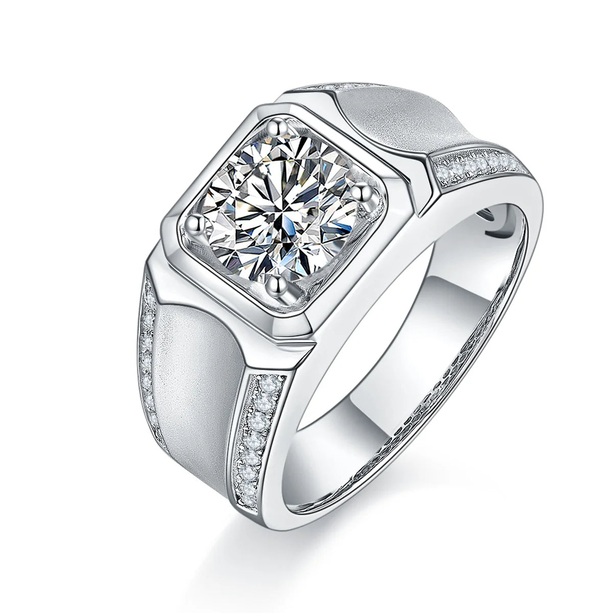 Wholesale Moissanite Jewelry 925 Sterling Silver Moissanite Infinity Men Ring Diamond for Men
