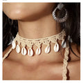 DIY Handmade Waxed Cotton Thread Cowrie Sea White Puka Shell Choker Charm Necklace Women Jewelry