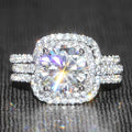 CAOSHI Noble Rings Lady Girls Round Square Shiny Zircon Rings Multi Layer Silver Lady Wedding Rings Luxury