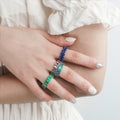 Starsgem Lab Grown Gemstone Wedding Rings Woman 925 Silver Jeweler Emerald Cut Colorful Lab Sapphire Gemstone Silver Ring