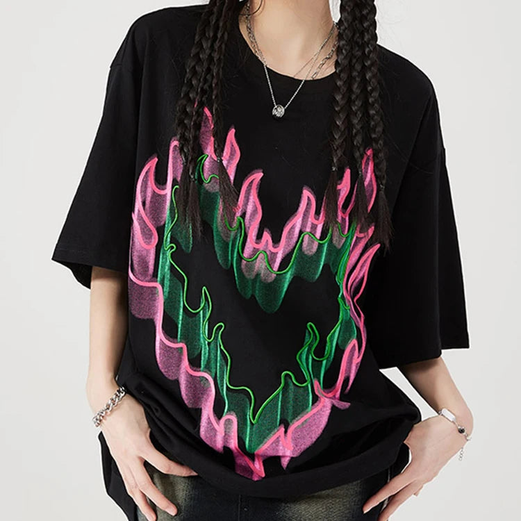 OEM Custom Heavyweight 100%Cotton Embroidery Tshirt High Street Oversize Print Tshirts for Men Women