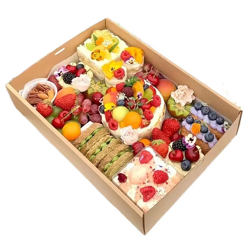Water and Oil Proofing Biodegradable Kraft Takeaway Food Boxes Food Packaging Multi-compartment Kraft Paper Lunch Box