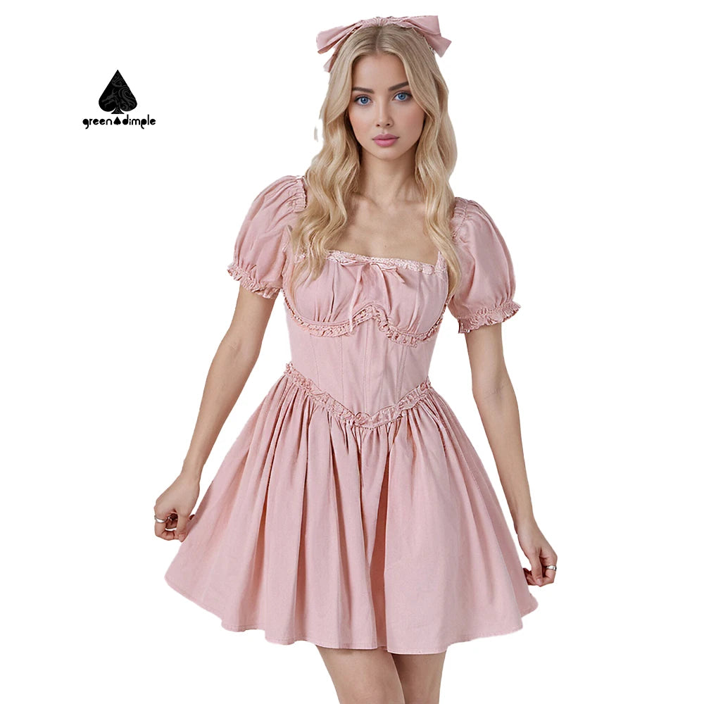 Custom Women's Mini Dress Professional Bodycon Summer Party Gown with Puff Sleeve Sweet Lolita Dress for Women