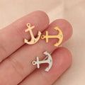 18K Gold Anchor Pendant DIY Bracelet Necklace Accessory with Diamond Charms Mirror Titanium Steel Stainless Steel Material