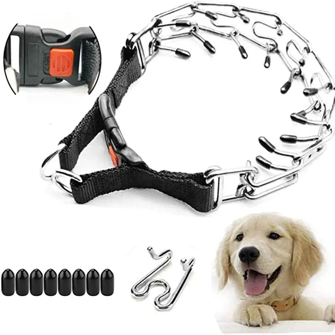 Supet Dog Prong Collar Adjustable Dog Training Collar with Buckle for Small Medium Large Dogs