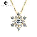 Christmas Gift 14k Gold Plated 925 Sterling Silver GRA 6.5mm&3mm&2mm 4 Claw 3 Prong Moissanite Snowflake Pendant Necklace