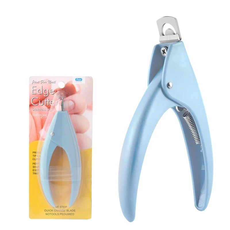 U-Shaped Parallel Nail Clippers Sharp Stainless Steel Blades DIY Crystal Nail Extension Glue Repair Tools Plastic Handled Beauty