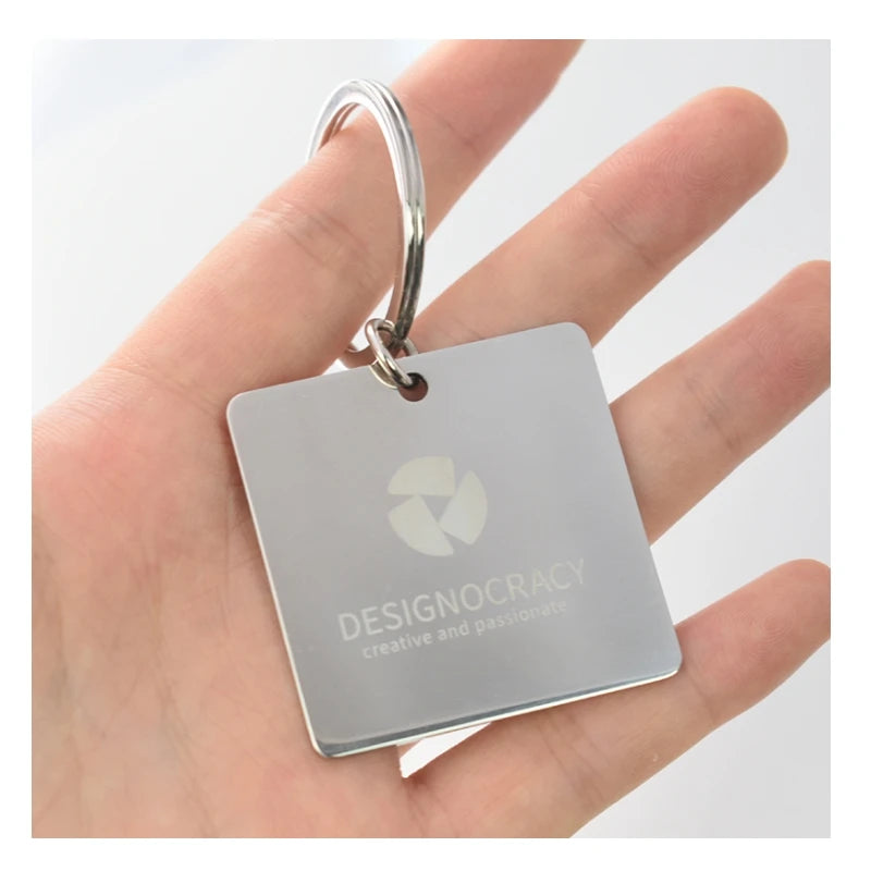 Professional Factory Screen Printed Logo Laser Engraving Blank Stainless Steel Glossy Keychains