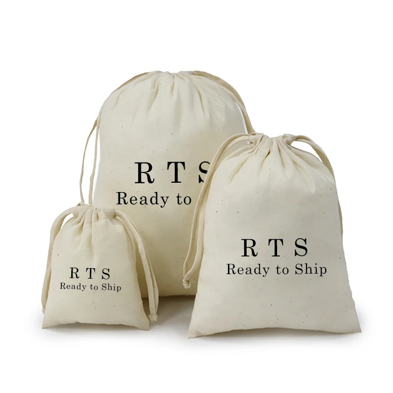 Ready Ship MOQ 200 Organic Biodegradable Natural Cotton Canvas Muslin Linen Drawstring Dust Packing Bag Recyclable for Clothing