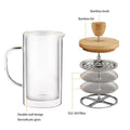 Portable 1000ML Glass French Press Coffee Maker Bamboo Lid and Plunr Set Double Wall Design