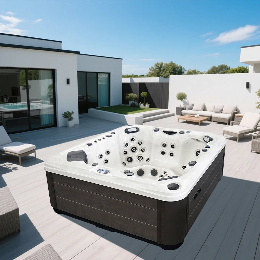Sunrans 6 Persons Outdoor Luxury Hot Tub Whirlpool Spa with 50 Hydro Massage Jets