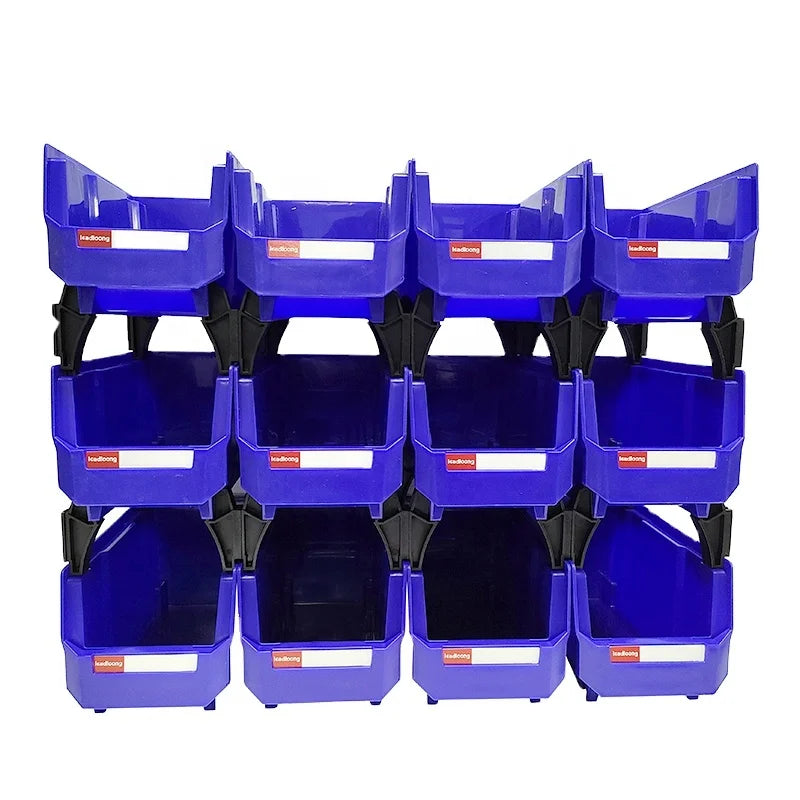 V3 Blue 12-Piece Heavy Duty Modern Design Stackable Plastic Storage Boxes for Food Toys Organization Space Saving Household Use