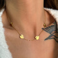 Dazan New 18k Gold Plated Tarnish Free Stainless Steel Korean Love Heart Round Dangle Valentine Day Necklace for Women Gift