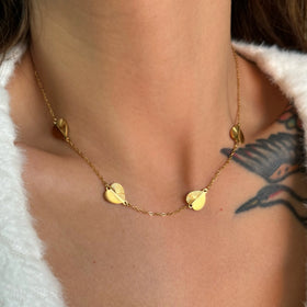 Dazan New 18k Gold Plated Tarnish Free Stainless Steel Korean Love Heart Round Dangle Valentine Day Necklace for Women Gift