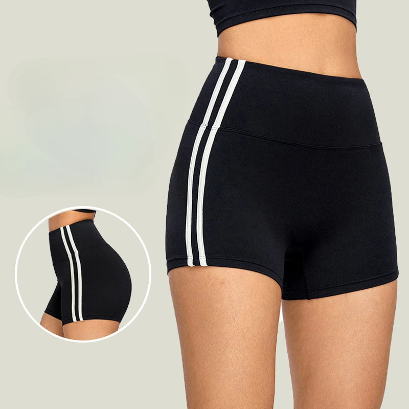 Patchwork Workout Shorts Women Cross Waist Sport Gym Shorts