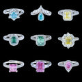 925 Silver Bling Engagement Green Yellow Blue Pink Pear Emerald Princess Heart Diamond Mossanite Moissanite Rings for Women