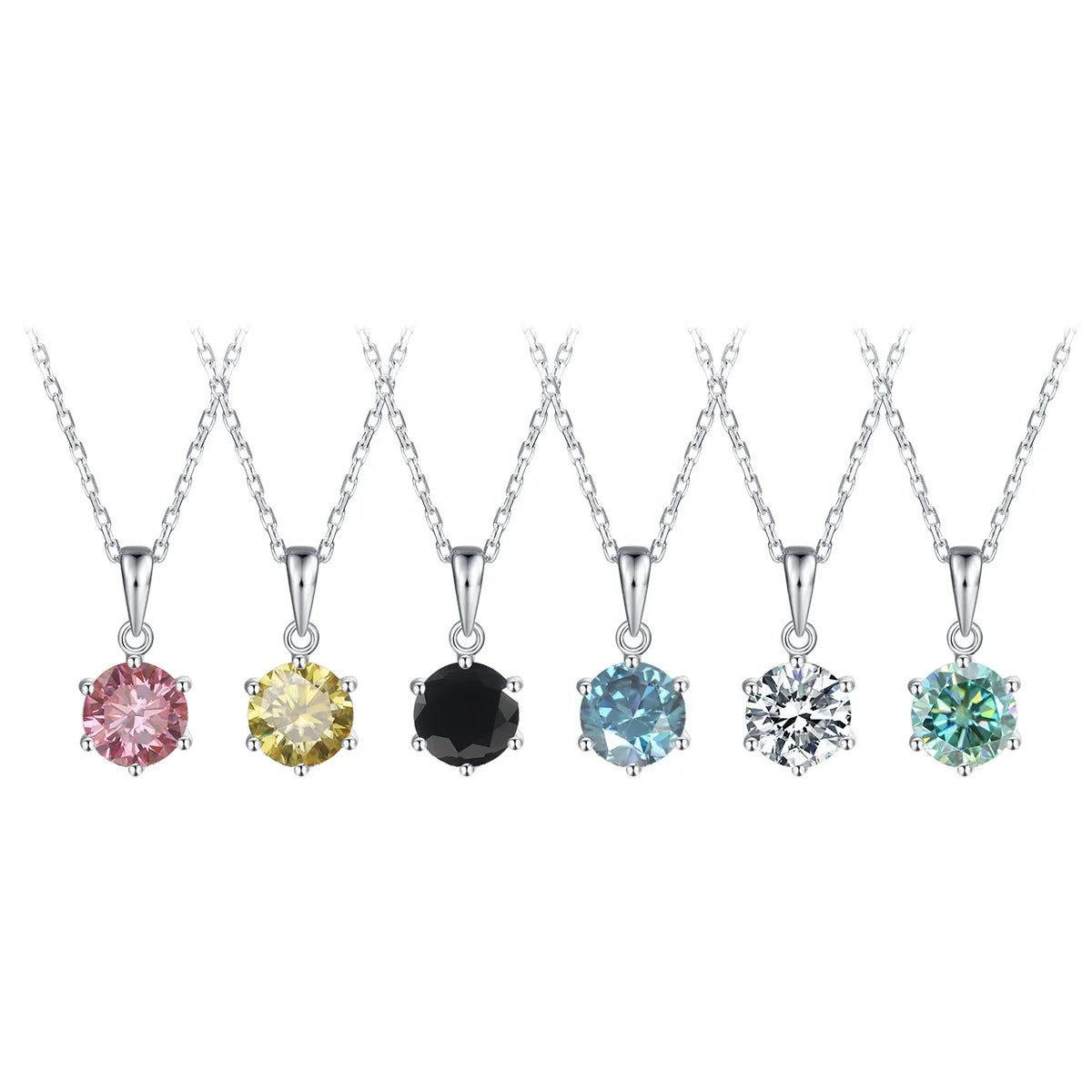 Abiding New Product 925 Sterling Silver 6 Prong Round Yellow Moissanite Chain Necklace for Anniversary Gift
