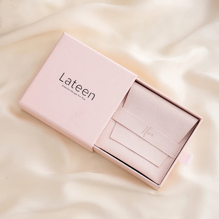 Custom Pink Ring Necklace Earring Packaging Paper Box Sliding Jewelry Packaging Box Set