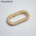 18K Gold Plated CZ Paved  Rectangle Clasp Brass  Pendant for Necklace Making Findings