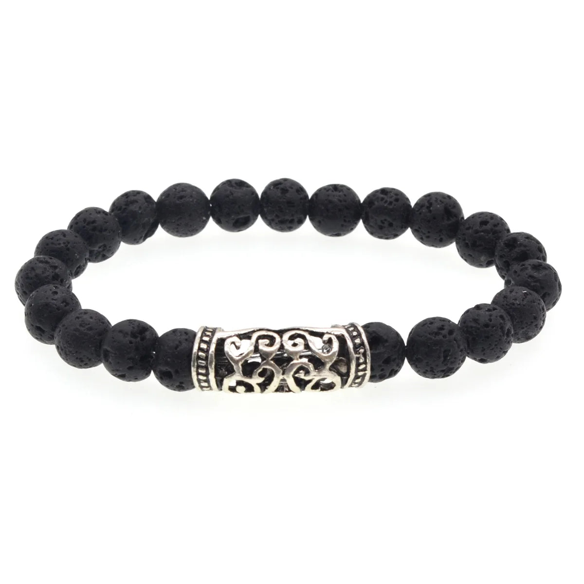 Men's and Women's Gemstone Bead Bracelet Set Lava Rock Tiger Eye Stretch Elastic Natural Stone Statement Bracelet for Gift