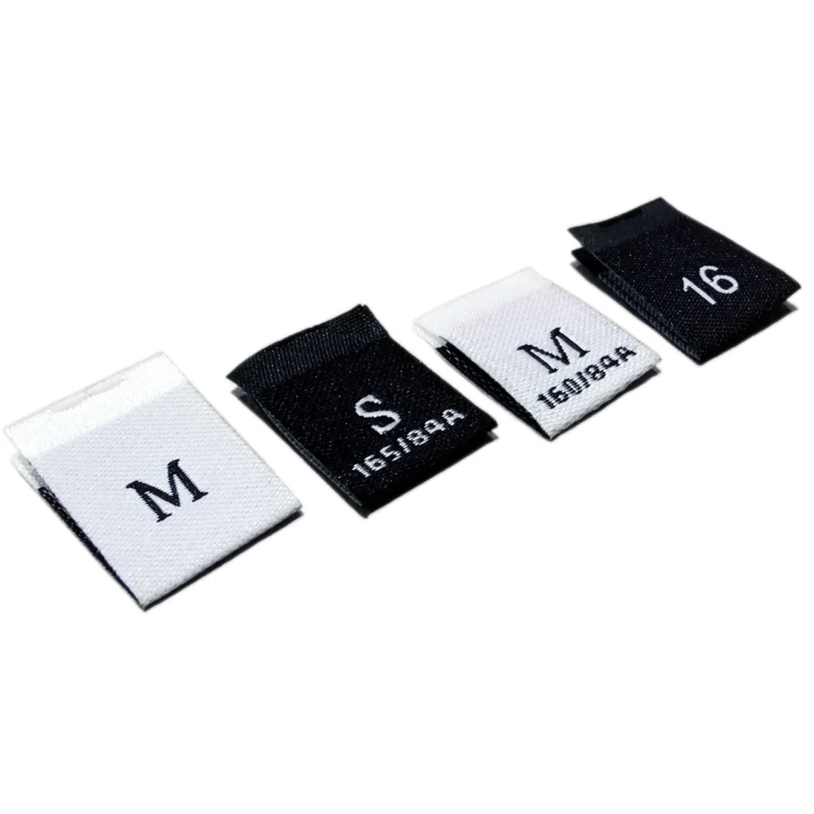 S M L XL XXL F Size Neck Label Manufacturer Custom Fabric Garment Tags Center Fold Woven Size Labels for Clothing
