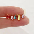 New 925 Silver Needle 5 Pieces Rainbow Tiny Stud Earring Gold Filled Zircon Friendship Earrings Set Women Girls Jewelry