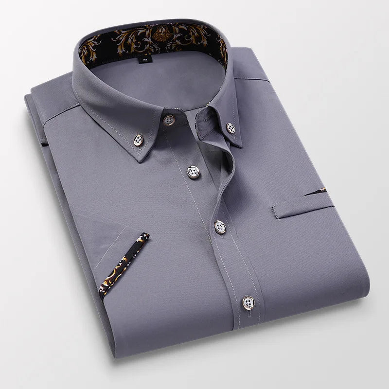 Formal Wear Clothing Men Dress Shirts Short Sleeve Formal Casual Business Shirts