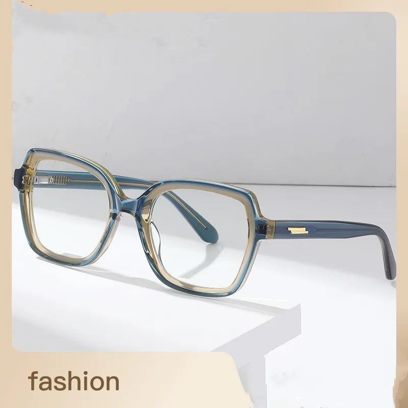 Famous Plate Anti Blue Light Glasses Men Women Fashion Retro Handmade Acetate Eyewear Eyeglasses with Myopia Glasses
