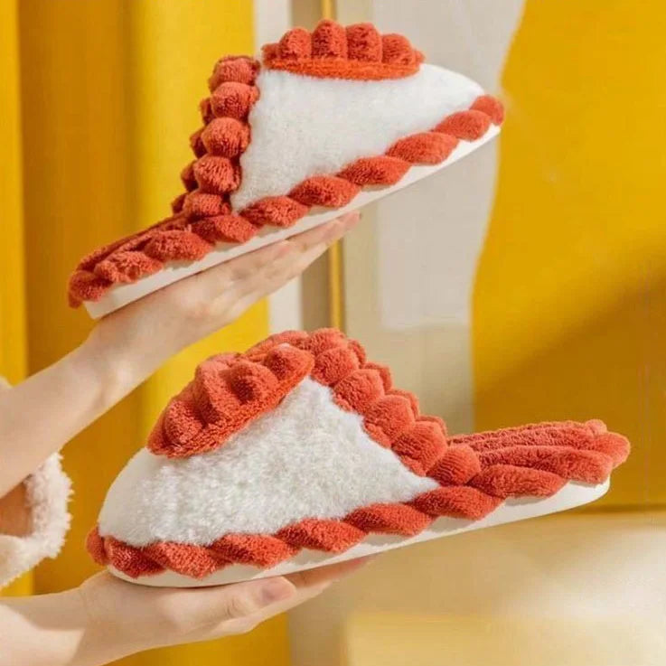 Bow Winter Cotton Slippers for Women &men Cute Fuzzy Thick-Soled Home Plush Fleece Slippers