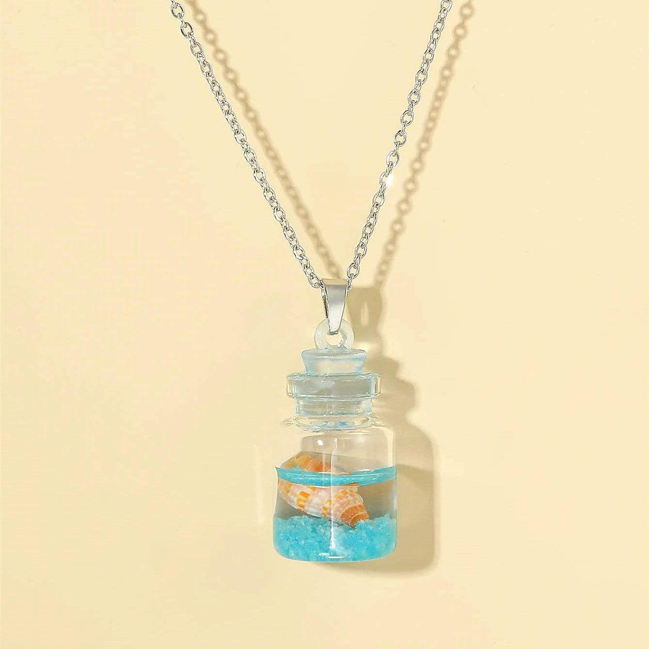 Hot Sale Dream Ocean Themed Accessory Glass Luminous Earrings Necklace Cute Beach Conch Drifting Bottle Necklace Gifts for Women