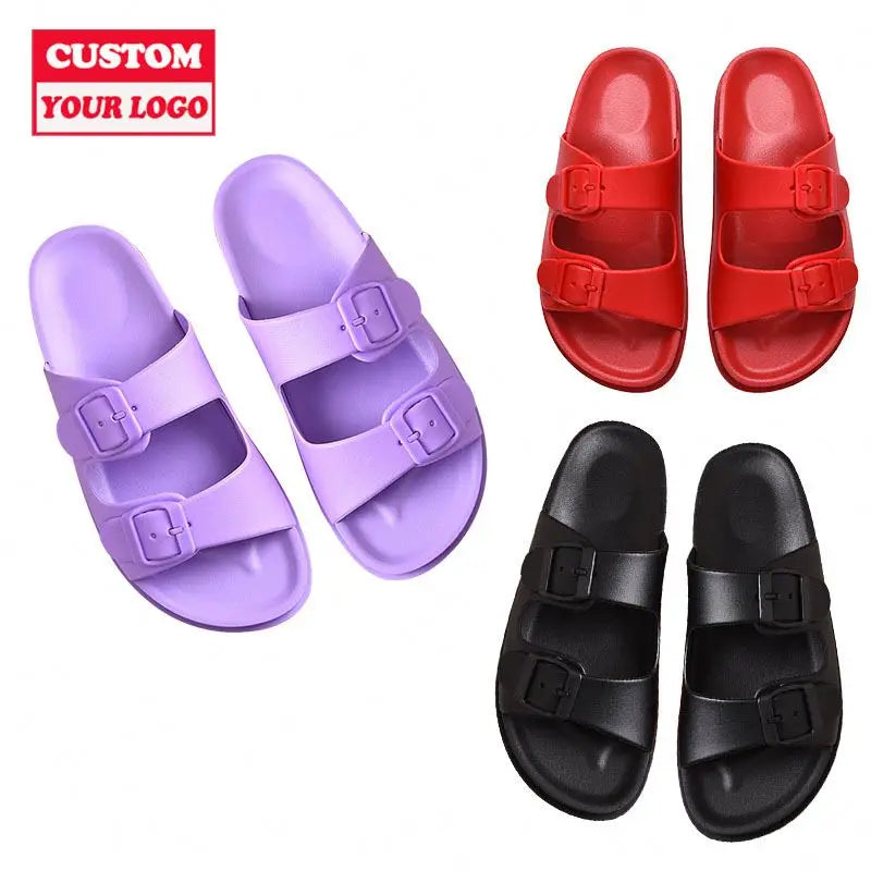 Wholesale Custom Logo Men's Beach Slippers Oem Casual Two Straps Platform Slides Shoes Soft Personalized Slippers for Ladies