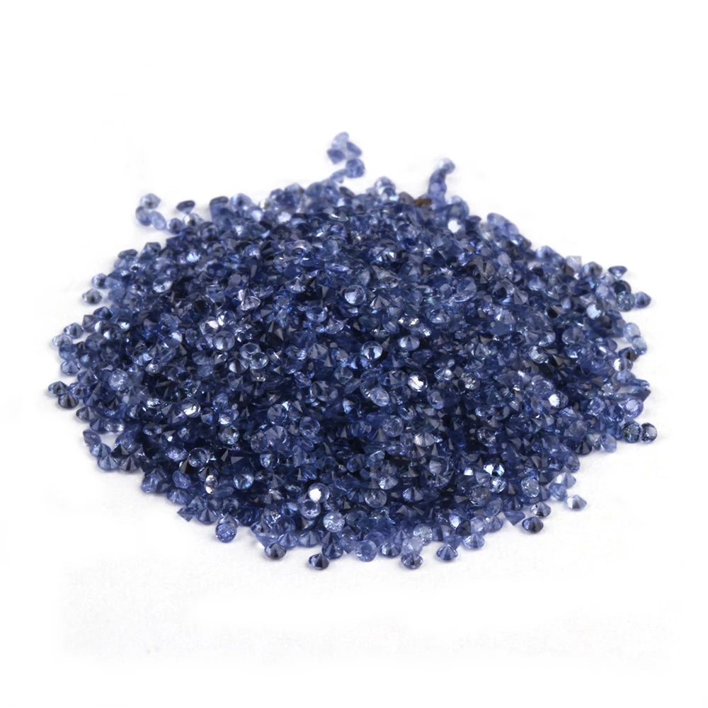 Factory Price Natural Stone Gems Round Diamond Cut Natural Blue Sapphire