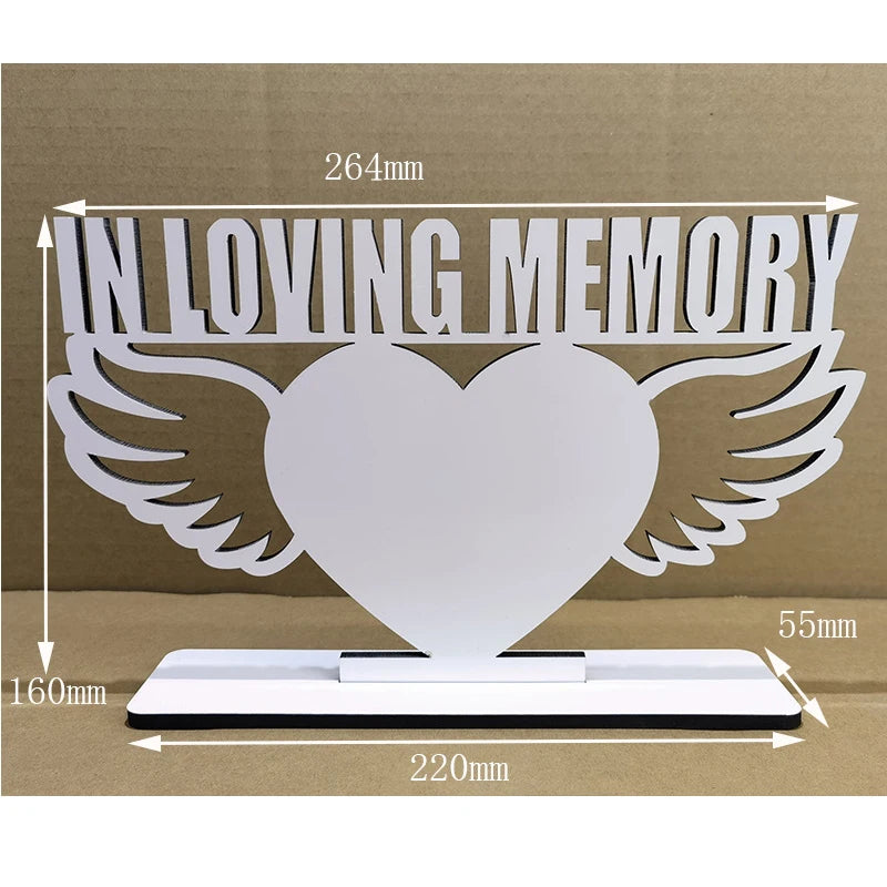 160*264*5mm MDF Sublimation Wood Frames Large Heart Wing in Loving Memory Photo for Memorial Use