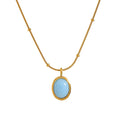 Nabest Women Oval Gemstone Pendant Necklace Stainless Steel Golden Tarnish Free Vintage Necklaces Jewelry