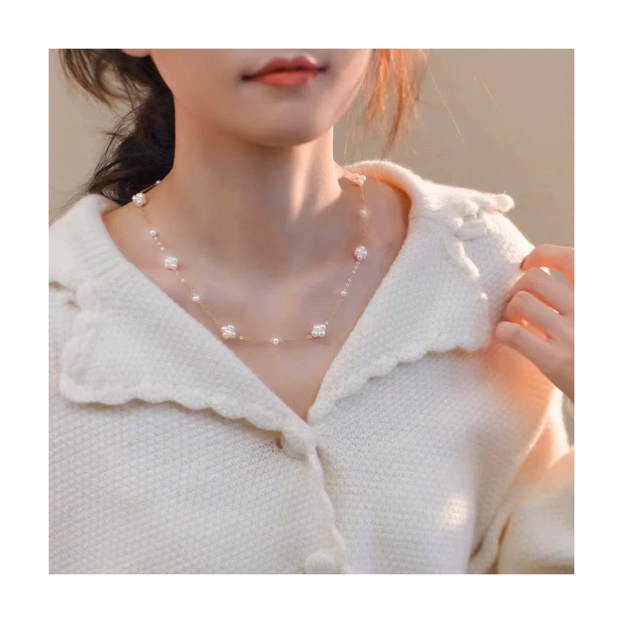 Fashion Jewelry 14k Gold Filled Pearl Necklaces Tiny Natural Freshwater Pearls Customized Necklace