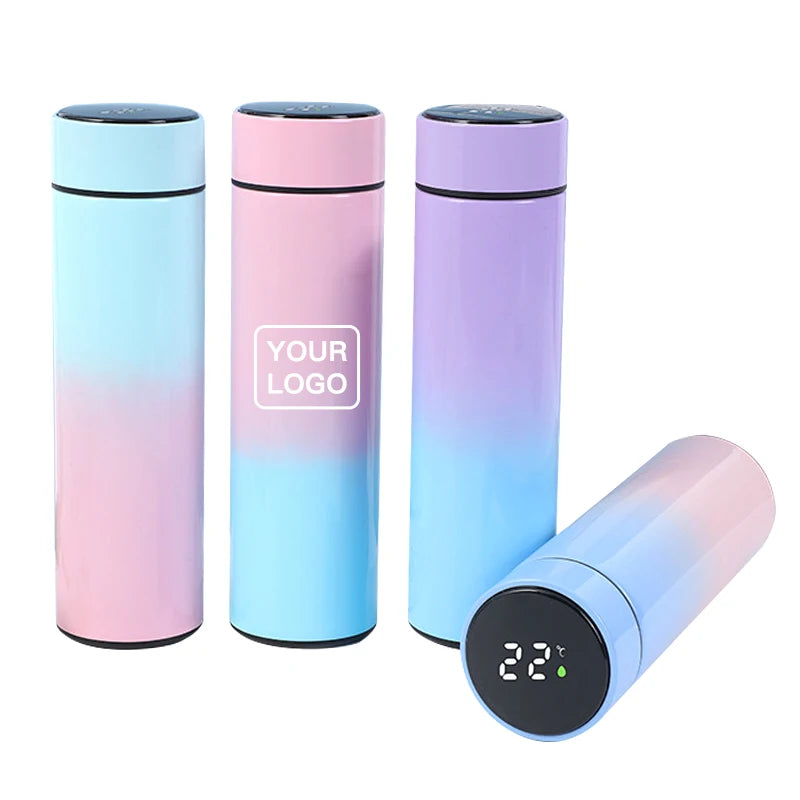 500ml Smart Stainless Steel Water Bottle with LED Temperature Display Ombre Travel Tea Mug Double Wall Reusable Tumbler Keep Hot
