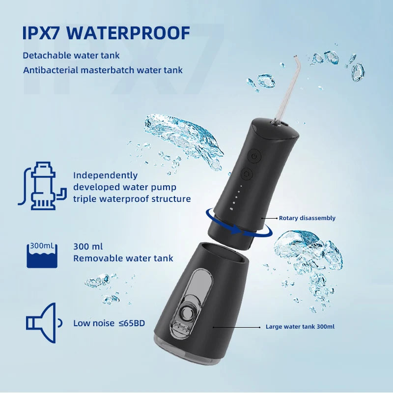 Teeth Care Cleaning Power Jet Floss 300ml Flossing Ipx7 Portable Mini Oral Irrigator Wireless Home Dental Electric Water Flosser