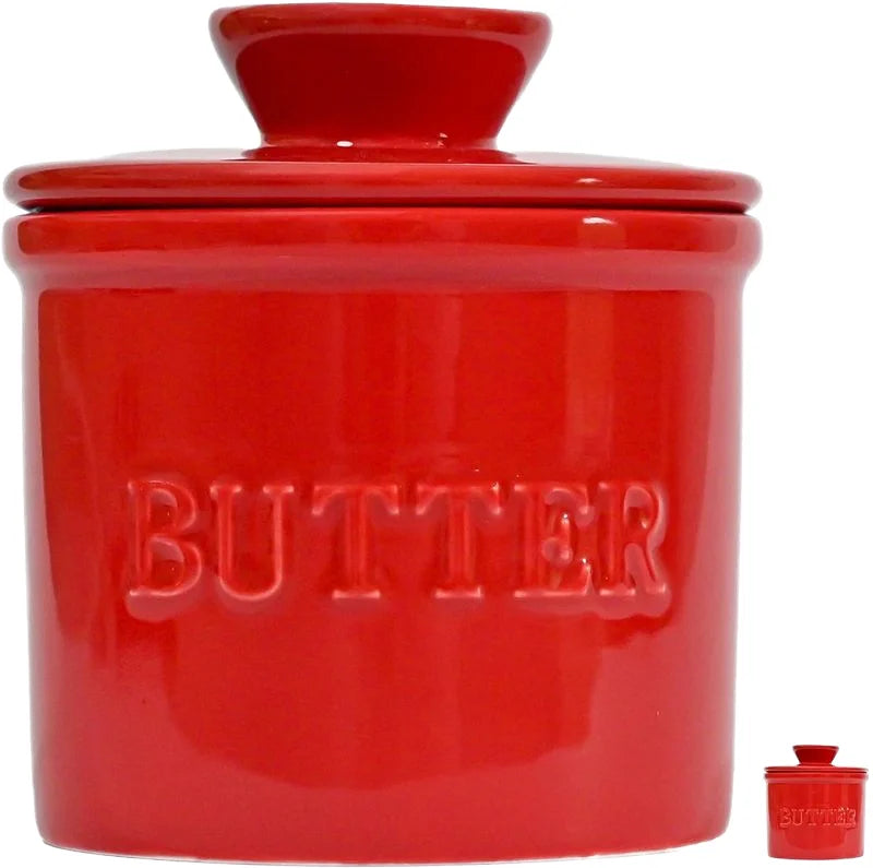 Wholesale Eco-Friendly Ceramic Porcelain Butter Crock 4.5oz Customized Color Keeper Water Line Storage Container Food Contact