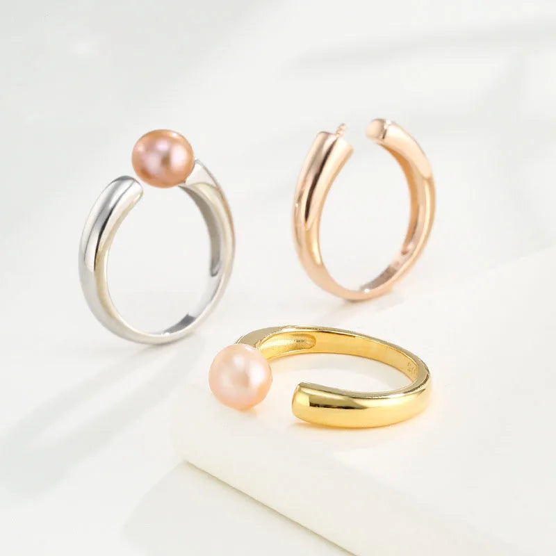 Wholesale Unique Pearl Adjustable Ring Empty Holder 925 Sterling Silver Pins for Ring Making Accessories