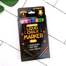 Flysea 8-Color Non-Toxic Liquid Chalk Markers Fine Tip Water-Based Reversible Tips for Kids & Adults