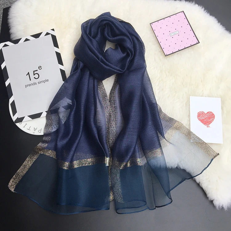 Fashion Summer Silk Scarf for Women Shawls and Wraps Large Size Thin Soft Pashmina Beach Stoles Foulard Lady Echarpe Hijabs